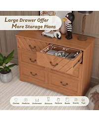 gaomon 6 Drawer Dresser for Bedroom, Wooden Chest of Drawers with 3D V-Shape Front, Storage Organizer Cabinet for Living Room, Nursery