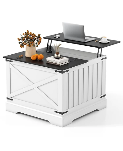 Gymax 31.5'' Farmhouse Lift Top Coffee Table w/Hidden Storage Compartment for Home
