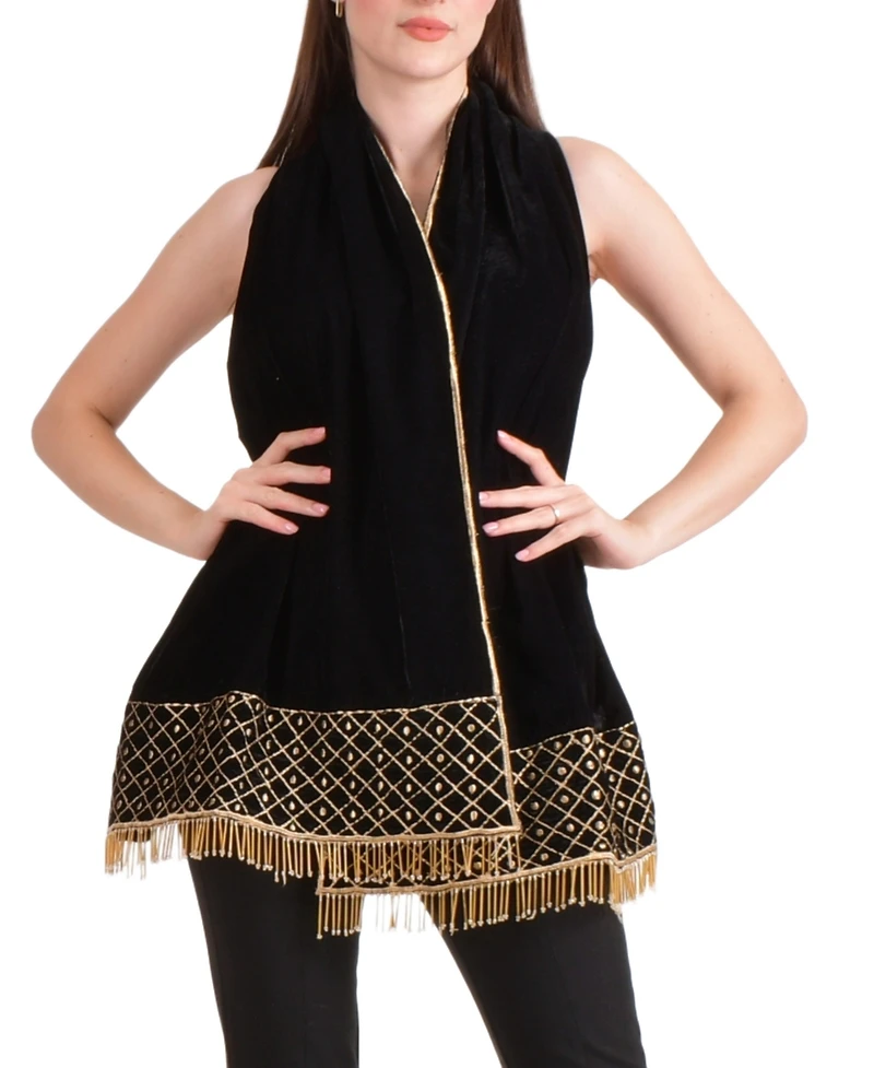 Raas Women's Hand Embroidered Velvet Scarf