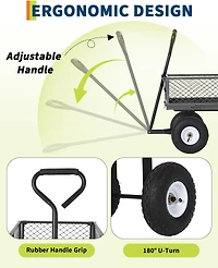 gaomon 400 lbs Heavy Duty Steel Garden Cart with Removable Mesh Sides 10in All-Terrain Pneumatic Tires 180 Rotating Handle Utility Wagon