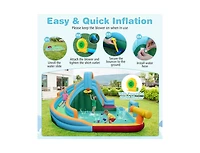 Slickblue Kids Water Slide Bounce House 6-in-1 with Climbing Wall and Pool