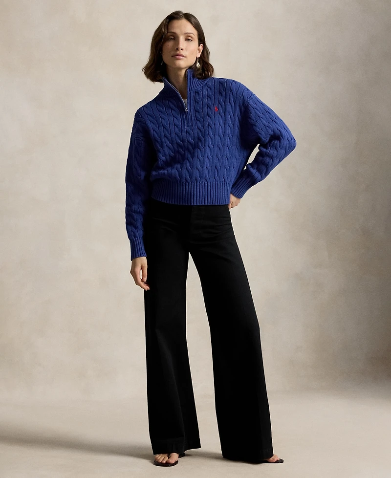 Polo Ralph Lauren Women's Cable-Knit Cotton Quarter-Zip Sweater