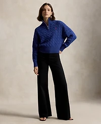 Polo Ralph Lauren Women's Cable-Knit Cotton Quarter-Zip Sweater