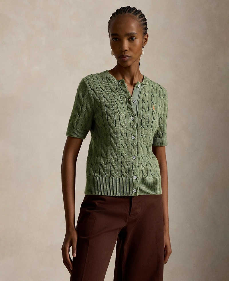 Polo Ralph Lauren Women's Cable-Knit Cotton Short-Sleeve Cardigan