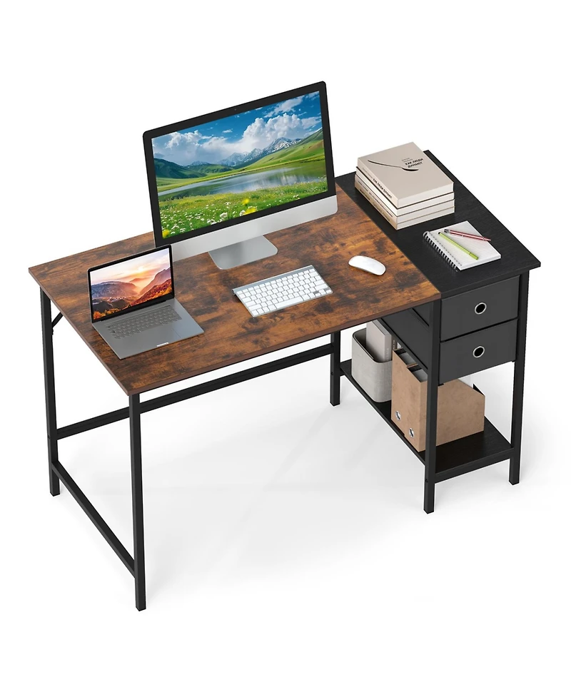 Slickblue 48 Inch Computer Desk with 2 Fabric Drawers Industrial Style