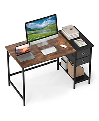 Slickblue 48 Inch Computer Desk with 2 Fabric Drawers Industrial Style