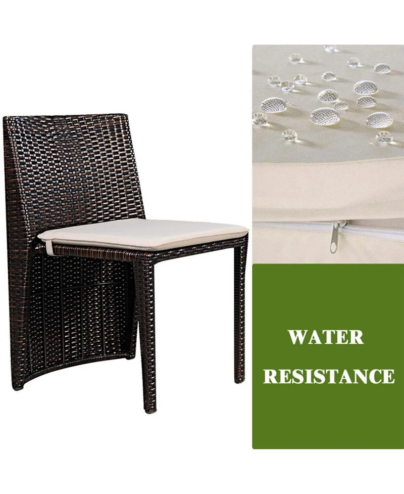 Clihome 3 Pieces Cushioned Wicker Patio Bistro Set, No Assembly Needed