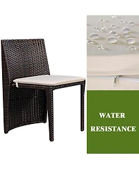 Clihome 3 Pieces Cushioned Wicker Patio Bistro Set, No Assembly Needed