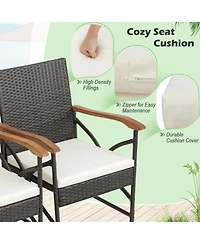 Clihome 7 Pieces Rattan Patio Dining Set with Umbrella Hole
