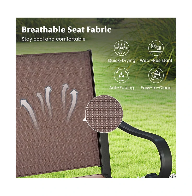 Boyel Living Outdoor Counter Height Bar Stools Set of 2 with Breathable Mesh Fabric