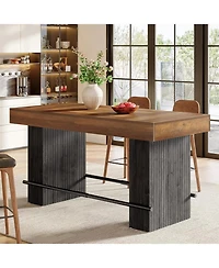 Tribesigns 62.2'' Dining Table for 4-6, Kitchen with Footrest, Counter Height Room Table, High Top Bar