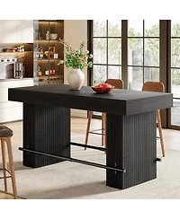 Tribesigns 62.2'' Dining Table for 4-6, Kitchen with Footrest, Counter Height Room Table, High Top Bar