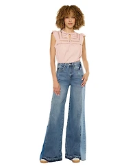 KanCan Women's Clover High Rise Wide Leg Jeans