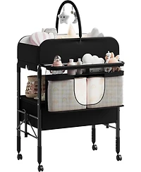 gaomon Baby Changing Table, Versatile Folding Changing Table with Wheels and 2 Drawers