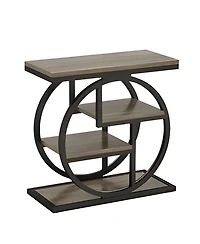 Slickblue Wood End Table with 4 Tier Storage Shelves for Living Room