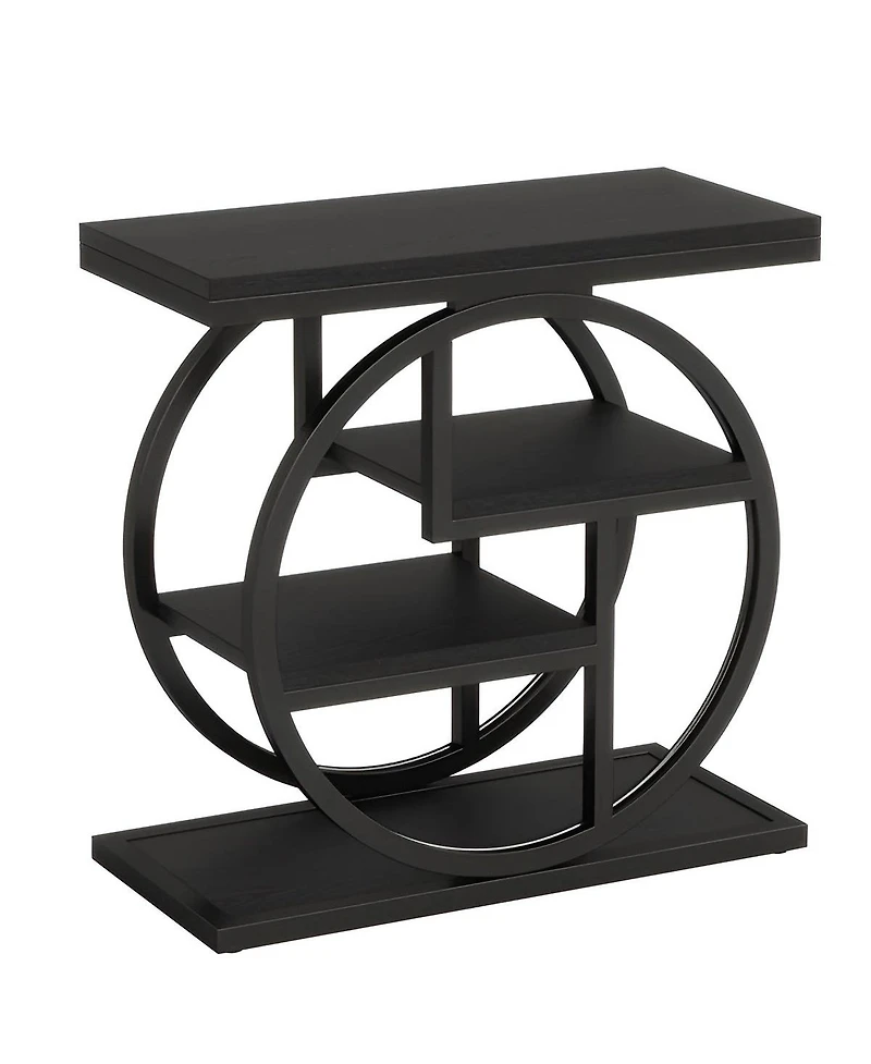 Slickblue Wood End Table with 4 Tier Storage Shelves for Living Room