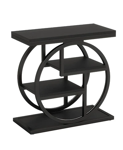 Slickblue Wood End Table with 4 Tier Storage Shelves for Living Room