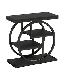 Slickblue Wood End Table with 4 Tier Storage Shelves for Living Room