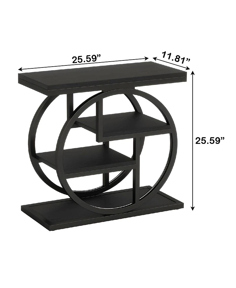 Slickblue Wood End Table with 4 Tier Storage Shelves for Living Room