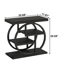 Slickblue Wood End Table with 4 Tier Storage Shelves for Living Room
