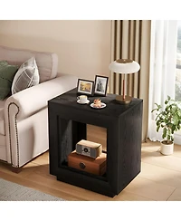 Slickblue Wood End Table Side Nightstand with Storage for Bedroom or Living Room