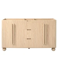 Sillysis 58 Inch Double Sink Bathroom Vanity Cabinet, Modern Wood Grain Freestanding, Soft Close Drawers, Cabinet Base Only