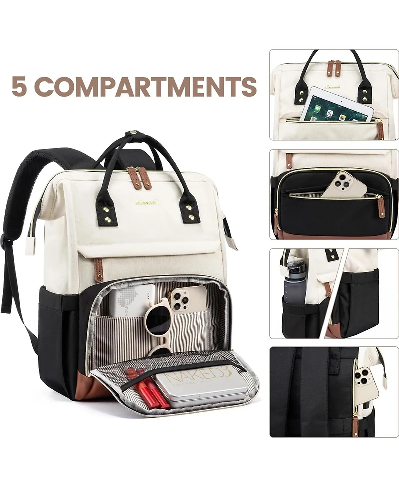 Lovevook Laptop Backpack for Women, 15.6 Inch Work Business Backpacks Purse With Large Capacity, Waterproof Nurse Bag College Bookbag