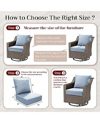 Pocassy 6" Thicken Outdoor Deep Seat Cushion Set for Furniture, 2