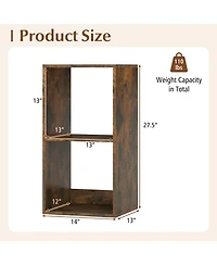 Gymax 2PCS 2-Cube Bookcase w/ Anti-tip Kit 2-Tier Open Back Bookshelf for Bedroom