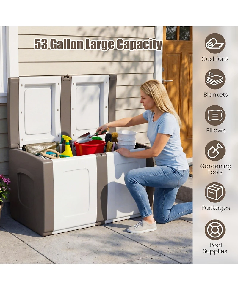 Gymax Deck Box Patio Container w/ Lockable Lid Weatherproof Plastic Storage Bin