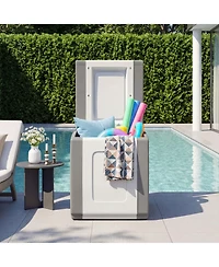 Gymax Deck Box Patio Container w/ Lockable Lid Weatherproof Plastic Storage Bin