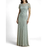 Lara Women's Beaded Flutter Sleeve Gown