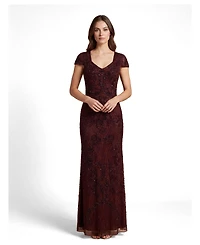Lara Women's Beaded Cap Sleeve Gown