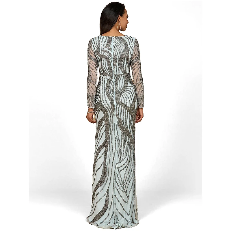 Lara Women's Cascading Beads Long Sleeve Dress