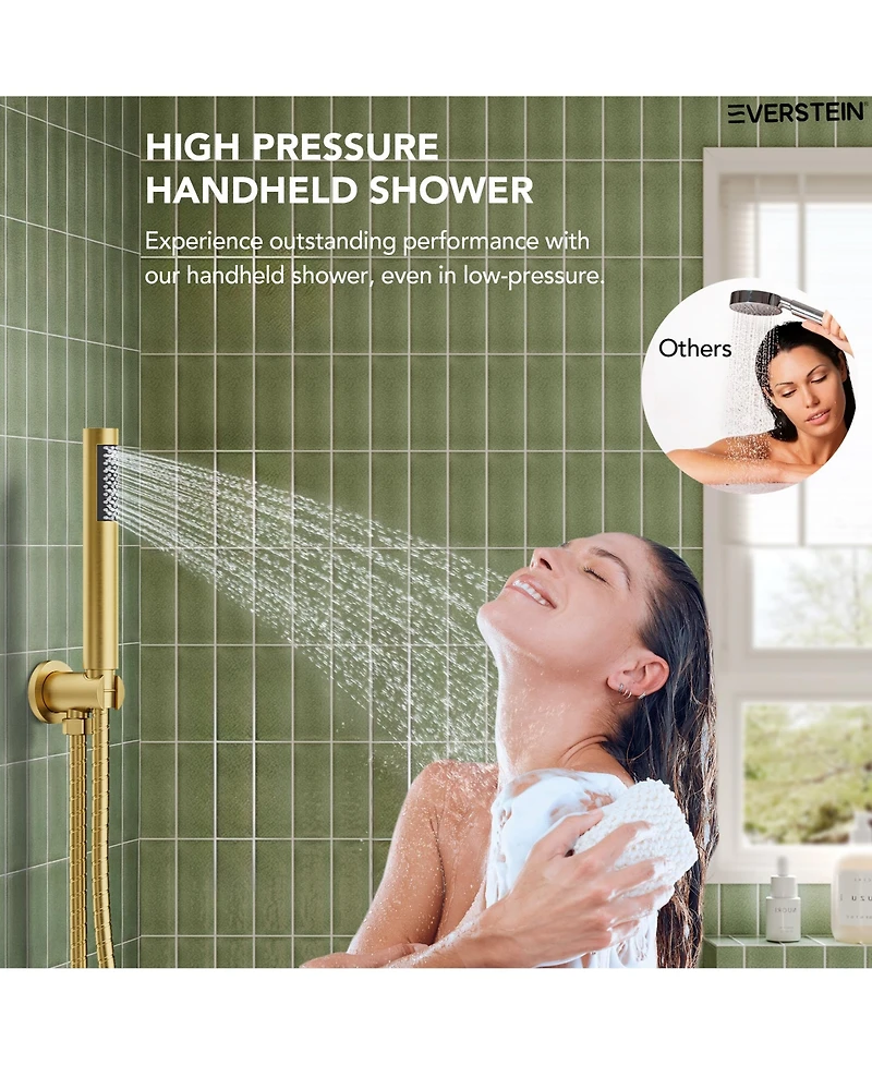 Everstrein Wall Mount 3-Functions Shower Head System 10" Faucet Set with Tub Spout 1.8/2.5 Gpm