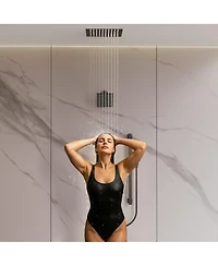 Everstrein Celling Mounted 12 in. Rainfall Led Shower System with 6 in. Shower Head Handheld Shower Faucet Set