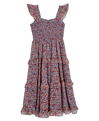 Rare Editions Girls' 7-16 Printed Floral Lurex Chiffon Dress