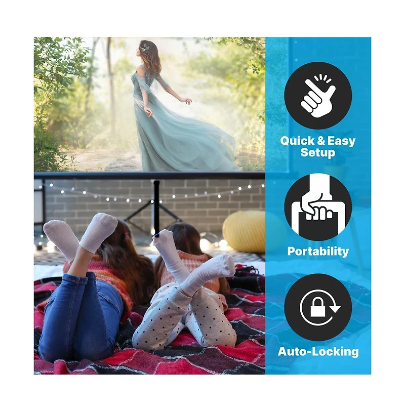 Pyle Universal 60-Inch Tripod Screen - Floor Standing Portable Fold-Out Roll-Up Tripod Manual Projector Screen