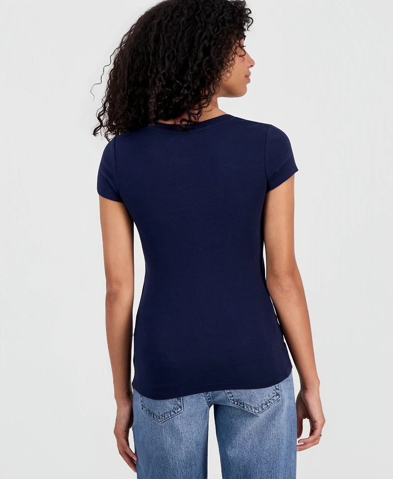Madden Girl Juniors' Longline Applique Short-Sleeve Tee
