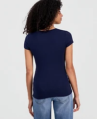 Madden Girl Juniors' Longline Applique Short-Sleeve Tee