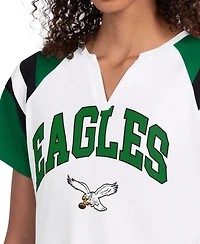 Starter Women's White Philadelphia Eagles Game On Notch Neck T-Shirt