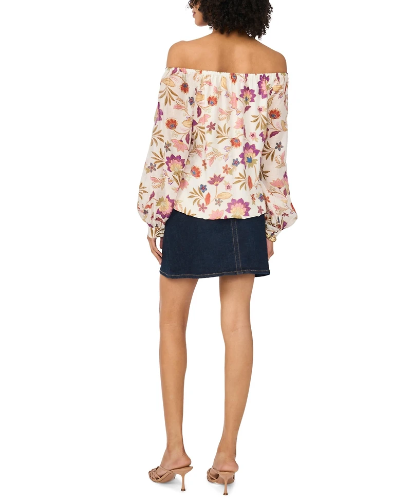 Vince Camuto Women's Printed Off-The-Shoulder Long-Sleeve Top