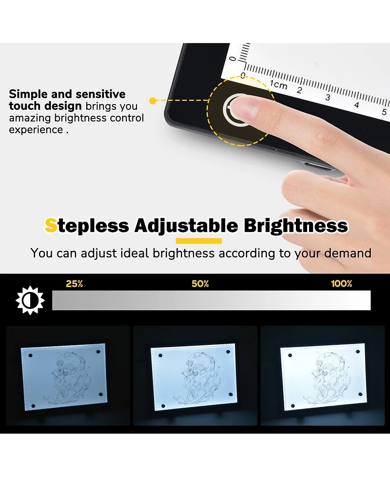 Yescom A4 14" Light Pad Diamond Painting Light Board Light Box for Tracing Artist Drawing Sketching Animation with Paper