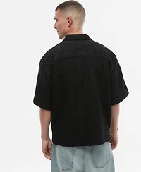 Mode of One Men's Boxy-Fit Basketweave Textured Short-Sleeve Shirt, Macy's Exclusive