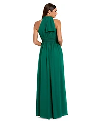 Mac Duggal Women's Line Gown With High Neckline