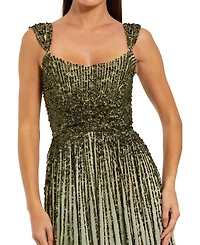 Mac Duggal Women's Ombre Beaded Scoop Neck A-Line Gown
