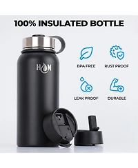 Zulay Kitchen Hydration Nation 3 Lid Multi-Size Vacuum Insulated Water Bottles with Straw - Metal Bottle For Sports & Outdoor