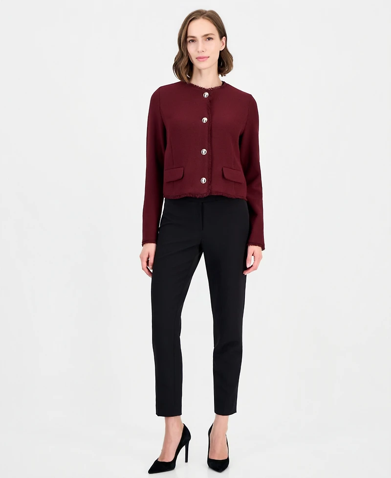 Emme Marella Women's Emmfilm Textured Stretch-Knit Fringe-Trim Jacket