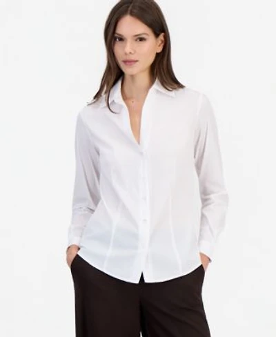 Anne Klein Womens Button Front Long Sleeve Shirt