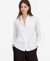 Anne Klein Womens Button Front Long Sleeve Shirt